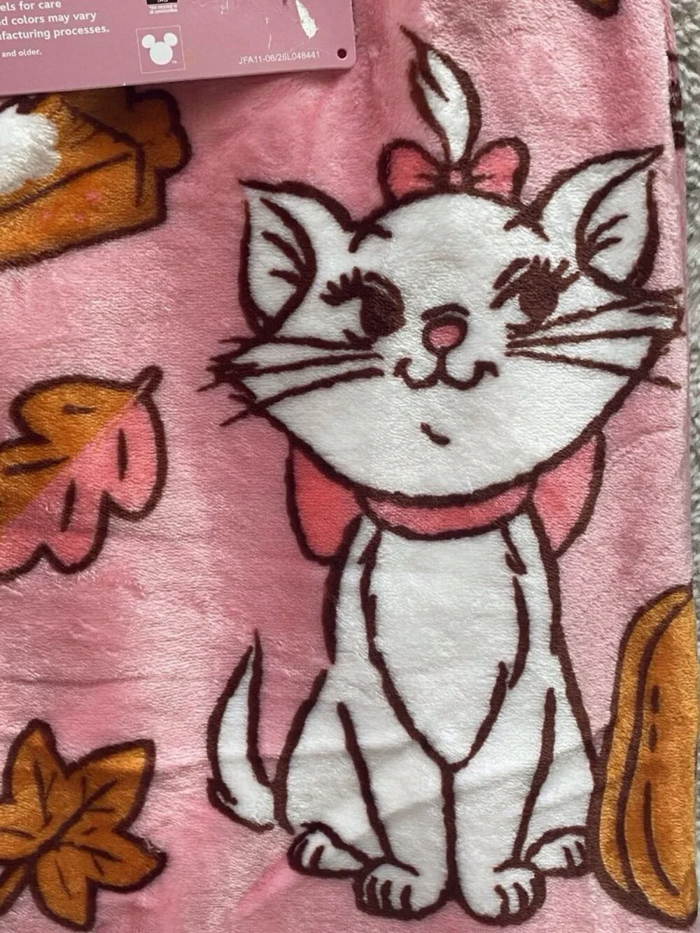 Disney Aristocats Marie Autumn Fall Pumpkins Soft Throw Blanket 50